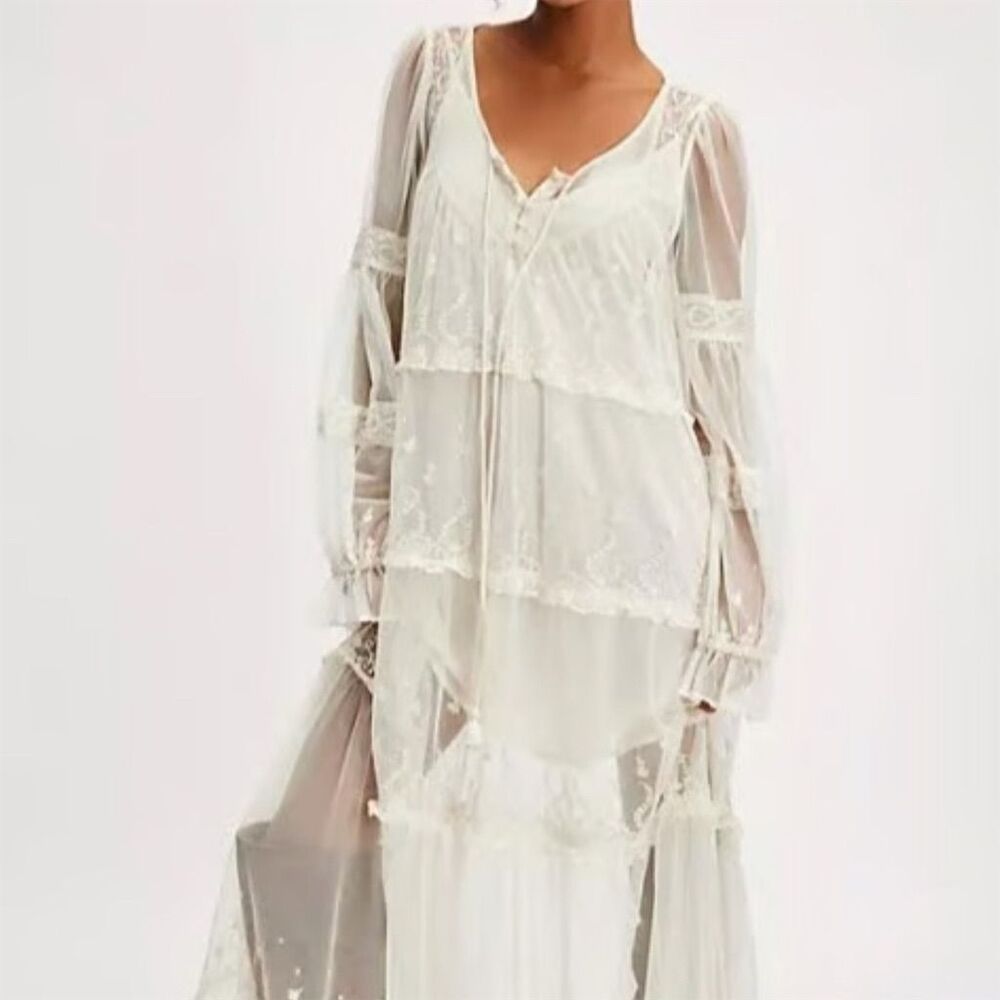 NWOT Free People Stevie Maxi Dress Embroider Mesh Lined Size Small $228 SOLD OUT